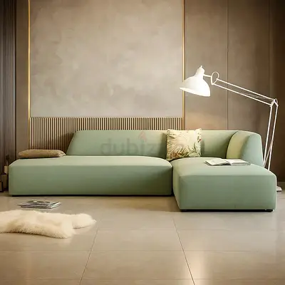 Sage green velvet 5 seater sofa