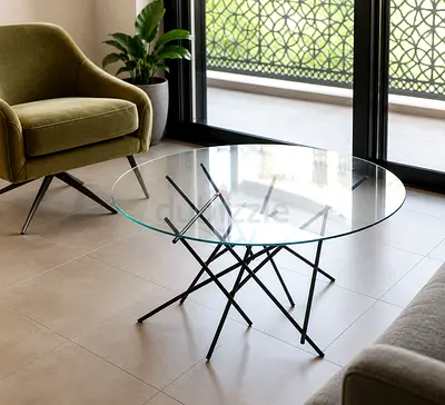 Westelm coffee table tempered-glass Blackened brass
