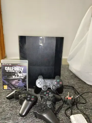 Sony PlayStation 3 Slim with 3 Controllers and Call of Duty Game - Good Working Condition