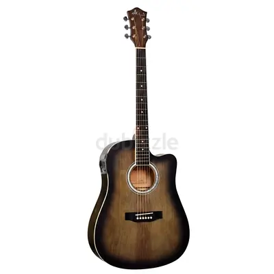 MegArya 41 Inch Semi Acoustic Guitar with Built-in 4-Band EQ & Pickup, Full Size In TBS