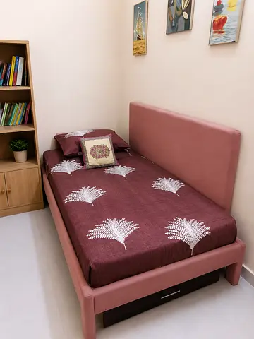 Single Upholstered Bed with Storage Drawer and Mattress