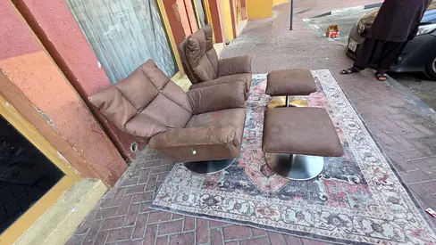 Comfortable marina home Nolan Swivel Recliner 2 chairs with footstool