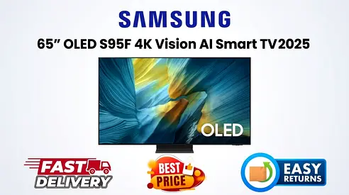 Samsung 65 Inch OLED TV Abu Dhabi -S95F 2025- Like New, Original Box -FREE DELIVERY, 1 YEAR WARRANTY