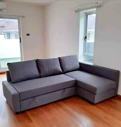 Gray L-shaped Corner Sofa Bed with Storage - Good Condition