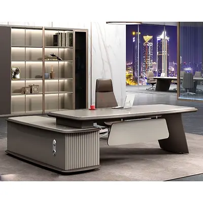 Modern executive office desk with integrated storage