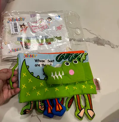 Jollybaby Soft Cloth Storybook Toy - Crocodile Interactive Book washable New