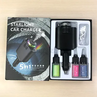 Type C PD Fast Charger Dual Pull Cord Mobile Phone Car Adapter with Aromatherapy Diffuser Starry Sky