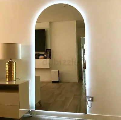 Large Arched LED Backlit Wall Mirror - Modern Full-Length
