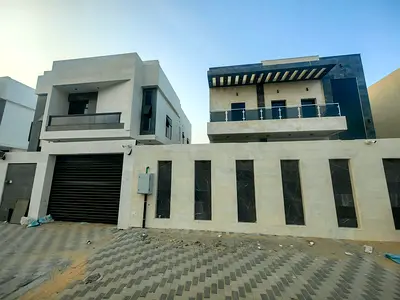 For rent in Al Zahia: a villa featuring 5 master bedrooms, a majlis, a living area, a kitchen, a maid's room, and a spacious yard.