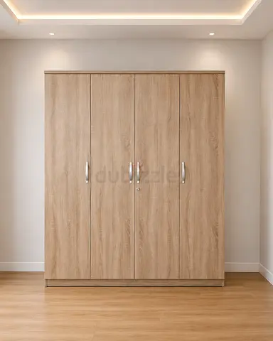 4-Door Wooden Wardrobe / Armoire - Light Oak Finish