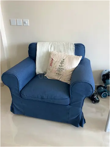 Blue ikea ektorp armchair in good condition