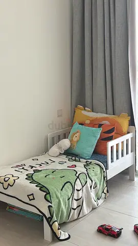Toddler Bed with Cute Bedding and Rail - Good Condition