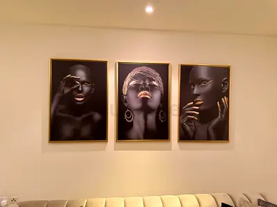 Framed Black Elegance Portrait Wall Art (Gold Trim) - Large