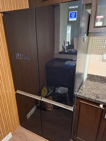 Hitachi french 4door refrigerator in black glass finish - good condition