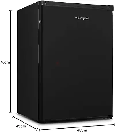 Compact single-door black mini fridge with small freezer — excellent condition
