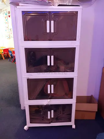 White Plastic 4-Drawer Storage Cabinet on Wheels