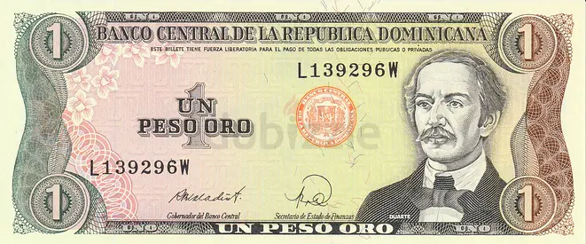 DOMINICAN REPUBLIC 1 PESO BANKNOTE 1988