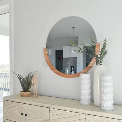 The ONE semi-circle MIRRORs solid wood frame W82 H79 cm