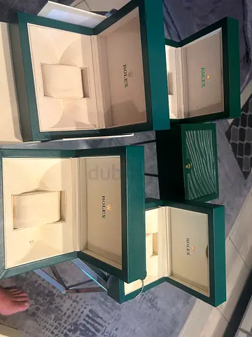 Set of 5 Rolex Watch Boxes - Green Leatherette Presentation Boxes