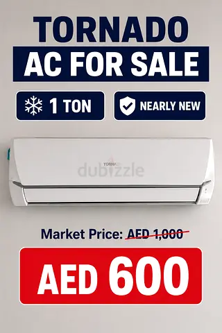 Tornado 1 Ton Split AC for Sale – AED 600