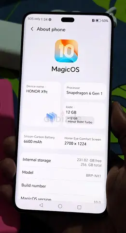 HONOR X9C 5G 256GB STORAGE 12GB RAM DUAL SIM SNAPDRAGON 6 GEN 1 6600MAH LONG BETTERY