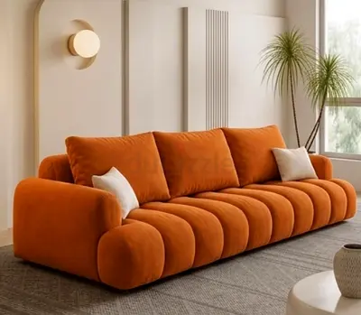 Brand new luxury Orange Velvet 3-Seater Sofa —