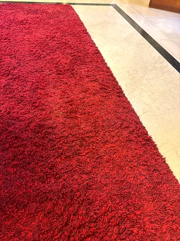 Red Shaggy Runner Rug - Good Condition