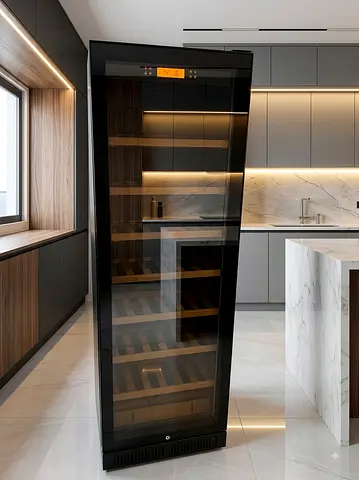 Tall Glass-Door Wine Cooler & Beverage Fridge – Good Condition | Premium Design