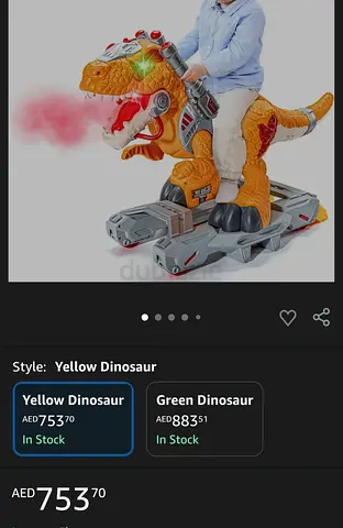 Ride-on push Dinosaur Toy with Lights and Smoke - Yellow