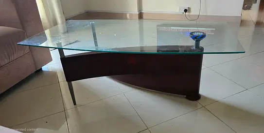 Glass Top Coffee Table with Wooden Base - Good Condition