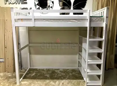 Tylor Twin Loft Bed with shelves 90x200 cm