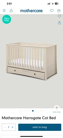 Mothercare Harrogate Cot Bed (with under-drawer) - Cream