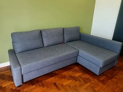 Grey L-Shaped Corner Sofa Bed