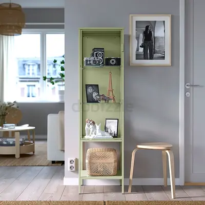 Slim Green Display Shelf / Narrow Bookcase - 5 Tier