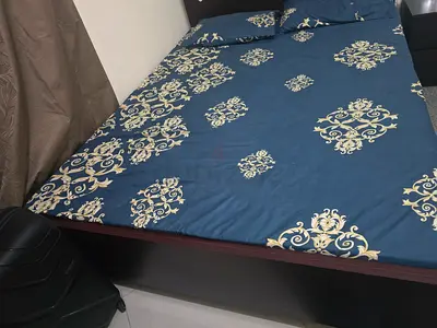 Urgent sale Queen size wooden bed frame with headboard and mattress - good condition