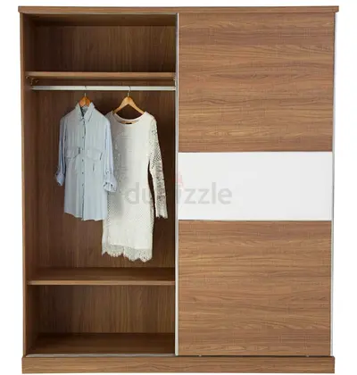 2-Door Sliding Wardrobe / Armoire in Wood Finish (Good Condition)