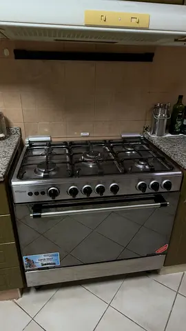 5-Burner Gas Stove & Oven — Silver & Black Color In Excellent Condition For Sale