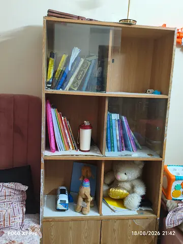 Wooden 6-Shelf Bookcase with Lower Cabinet