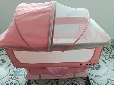 Pink Bonfino Baby Bassinet / Cradle with Canopy - Good Condition