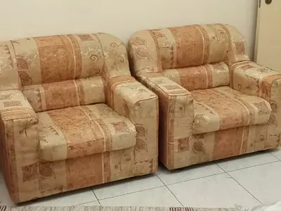 Armchairs - Beige Patterned, Good Condition