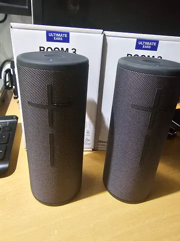 pair of UE Boom 3 portable Bluetooth speakers - black