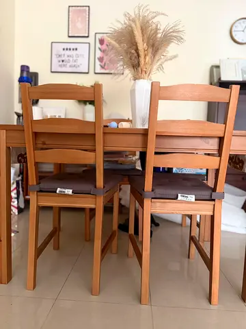 Solid Wood Dining Table with 4 Chairs