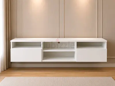 Modern Floating White TV Stand and Entertainment Unit