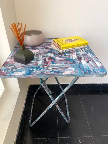 Camouflage hand painted table