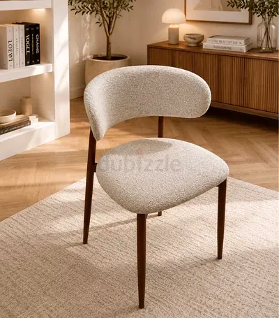 Modern Upholstered Dining Chair with brown metal Legs