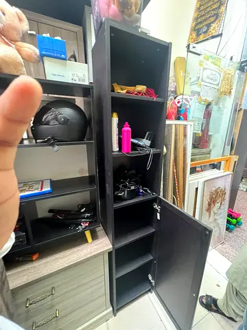 Tall narrow black storage cabinet / wardrobe - good condition