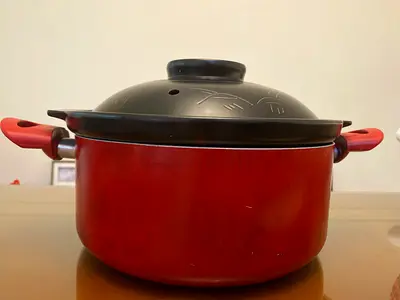 Two Layers Inside — Red Non-Stick Large Cooking Pot with Lid