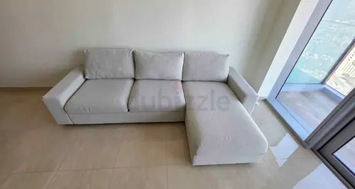 White L-shaped fabric sofa with chaise ikea vimle