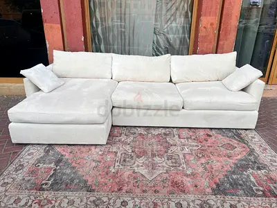 As new crate&barrel L shape sofa beige
