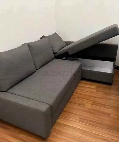 Gray L-shaped Storage Sofa bed - Good Condition
